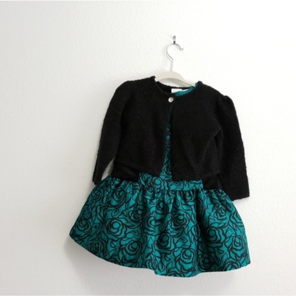 Gymboree Formal Green Holiday Dress & Sweater 12-18 Months